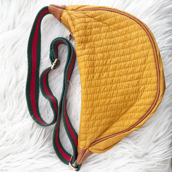 SHIRALEAH x ANTHROPOLOGIE | Ezra Large Crossbody Sling Bag Honey Gold Red Green - Picture 4 of 9